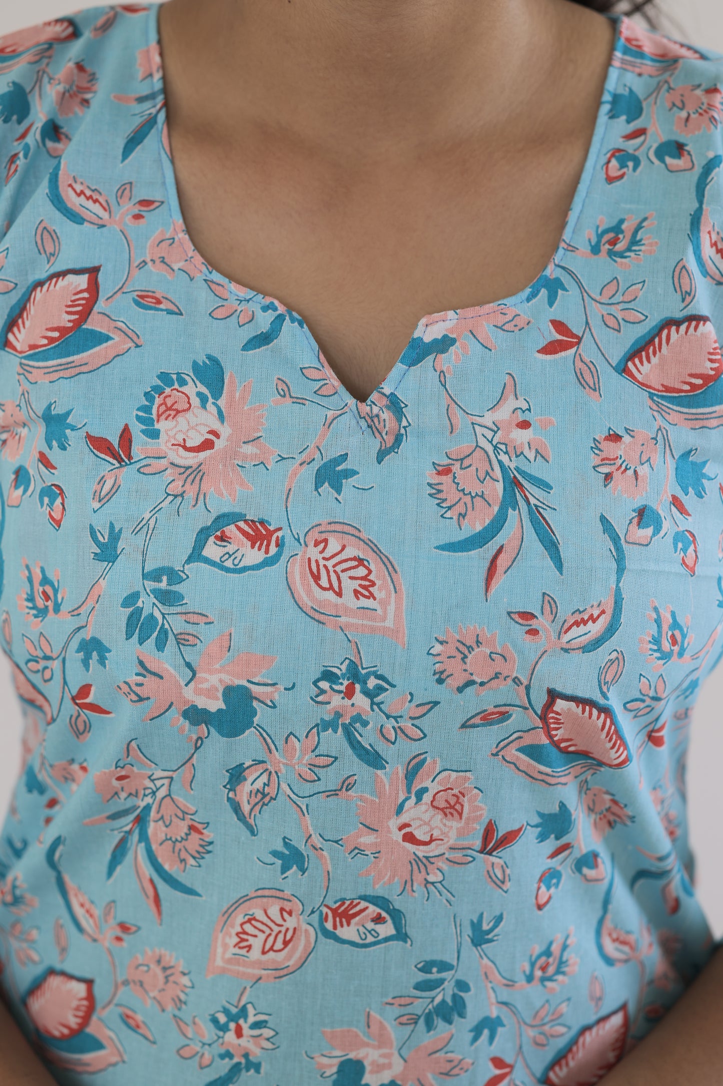 Blue Blossom Cotton Kurti”