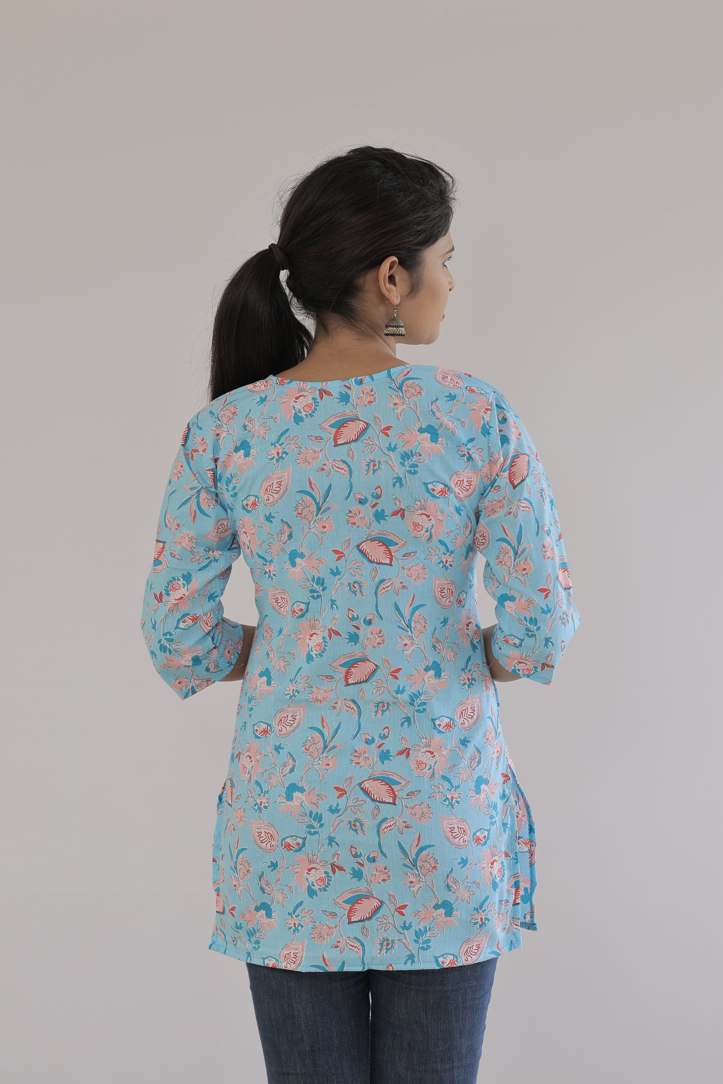 Blue Blossom Cotton Kurti”